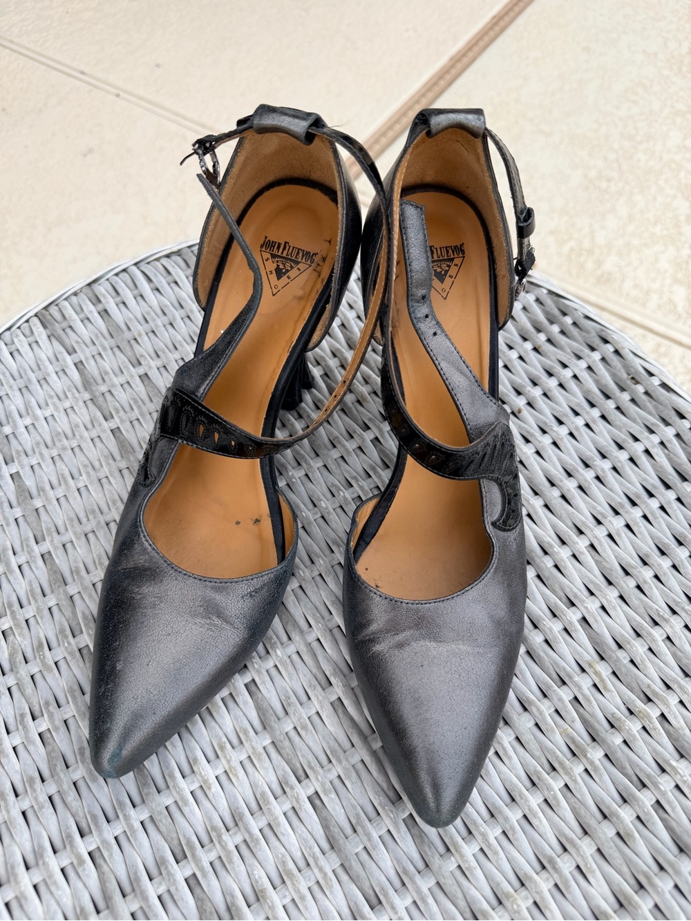 John Fluevog Andromeda Elegant Ankle Strap Heel in Silver - Picture 8 of 8